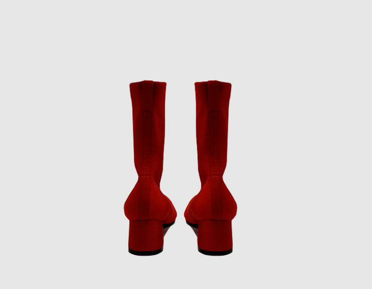 Nº 10 Red Knit Ankle Boots