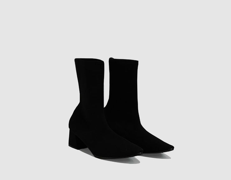 Nº 10 Black Knit Ankle Boots
