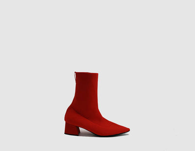 Nº 10 Red Knit Ankle Boots